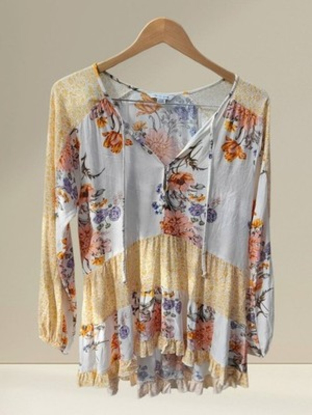 American Eagle Floral Tiered Peasant Blouse Small
